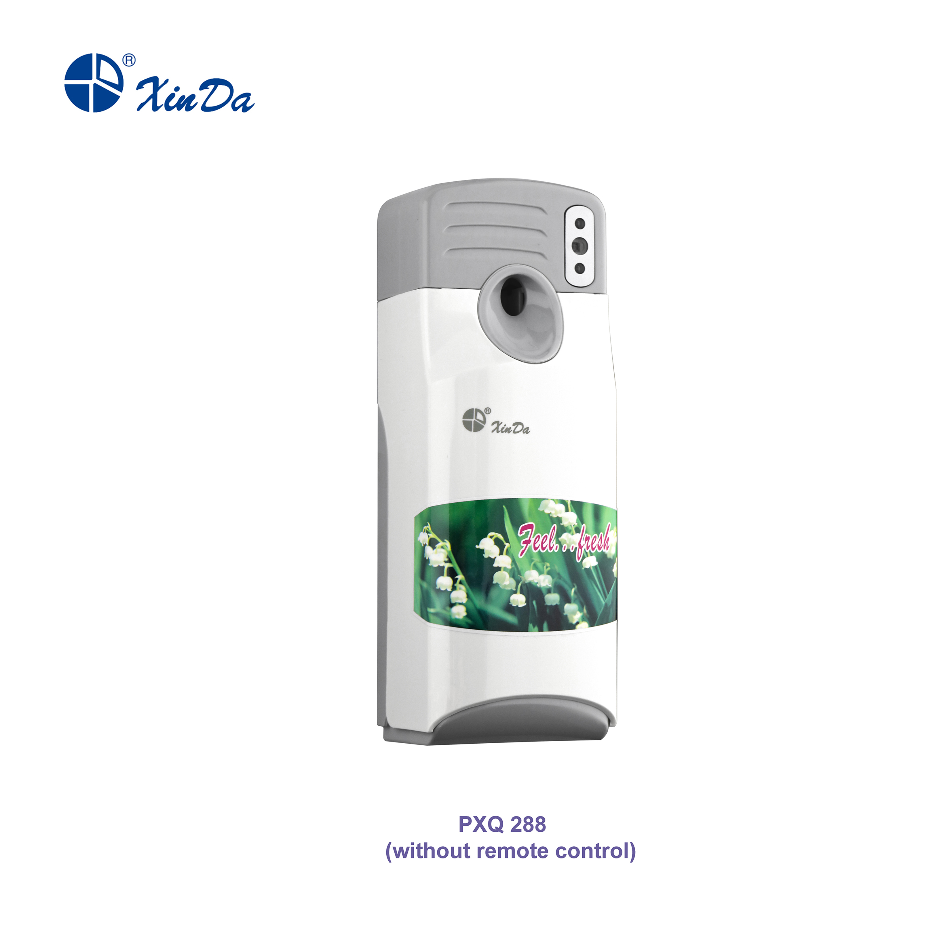Der XinDa PXQ288 Toilettenbewegungssensor LCD batteriebetriebener automatischer Lufterfrischer an der Wand montierter Parfüm-Aerosolspender