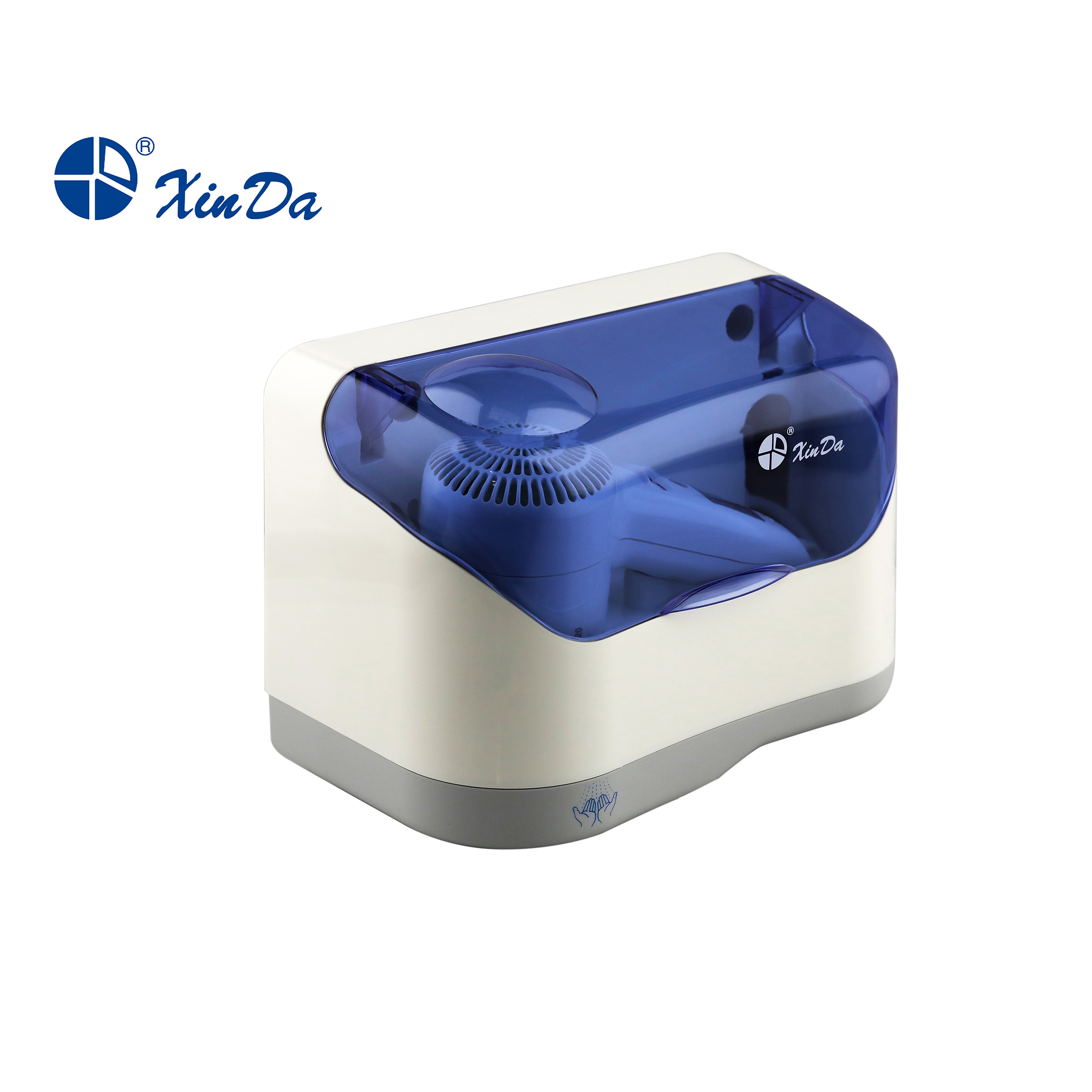 Der XINDA Smart Sensor Low Noise High Quality Haar- und Händetrockner Combo MGQ 120 ABS Weiß & Blau für Zuhause und Hotel